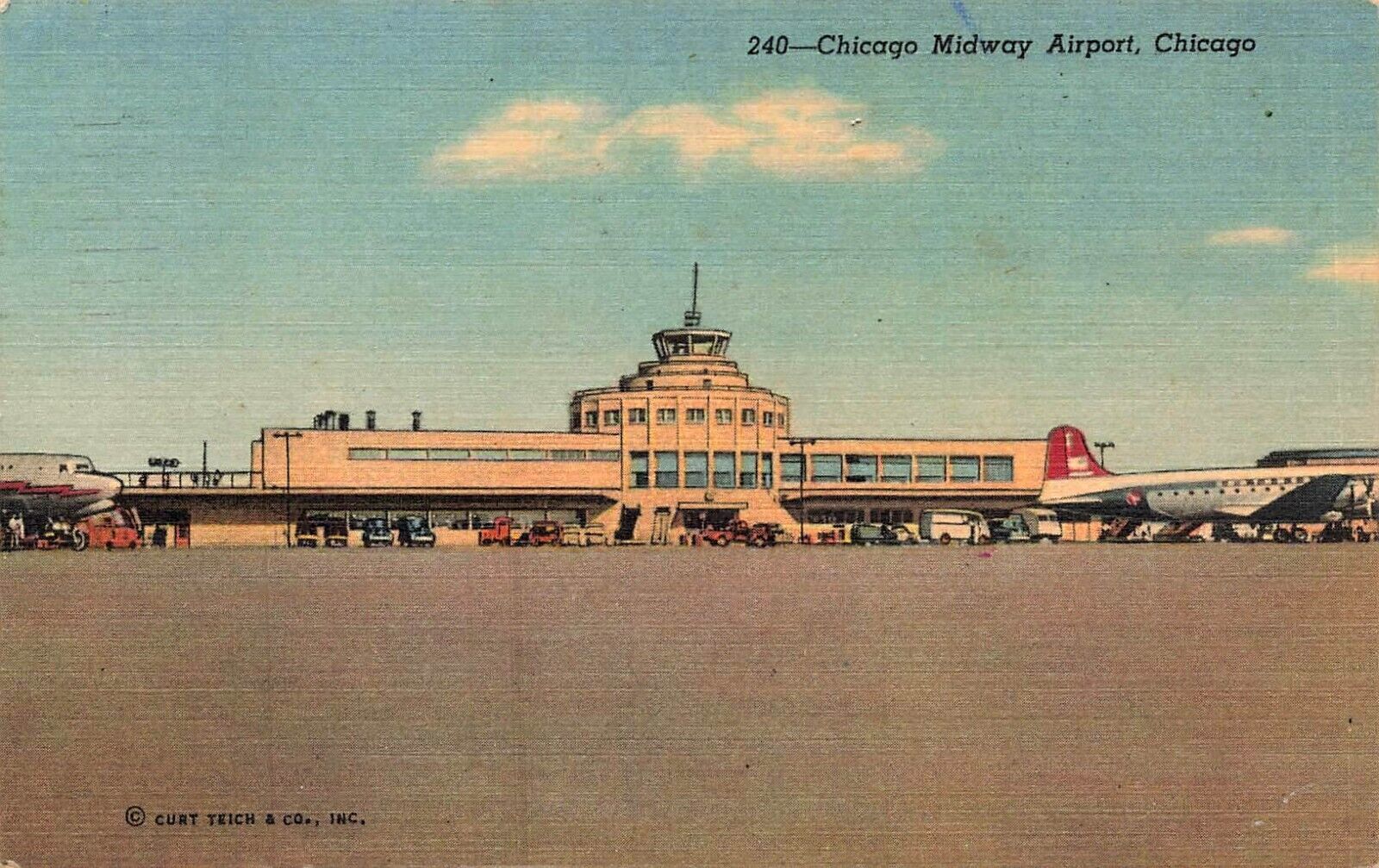 1952 ILLINOIS POSTCARD: VIEW OF CHICAGO MIDWAY AIRPORT, CHICAGO, IL