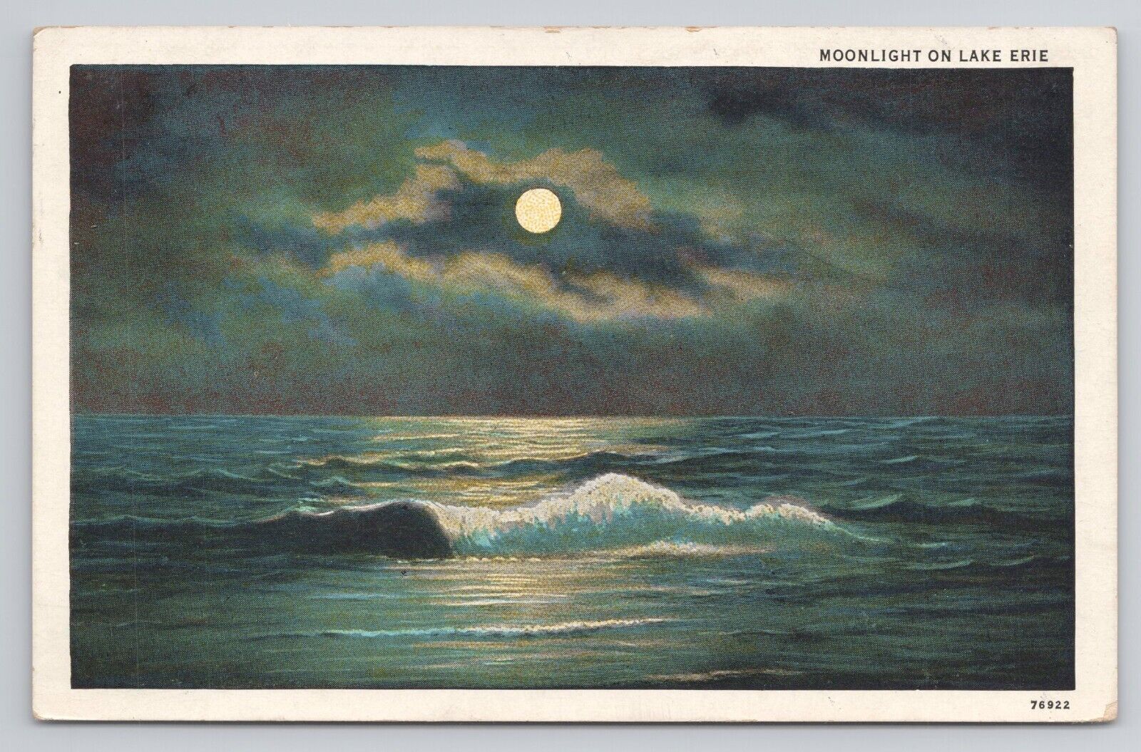 Postcard Moonlight On Lake Erie Pennsylvania 1933