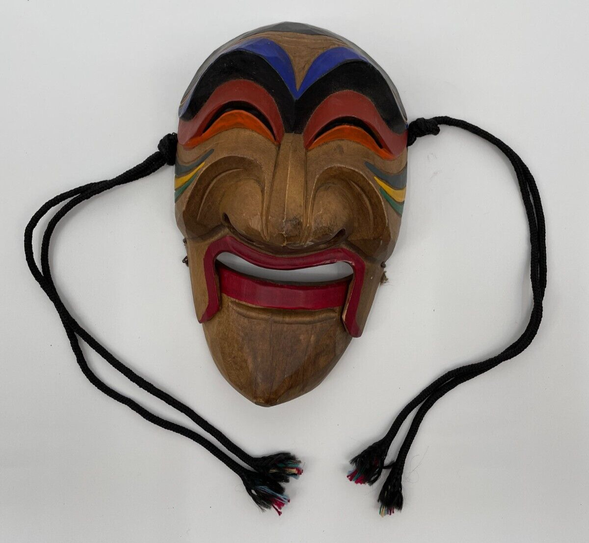 Korean Traditional Hahoe Hand Carved Hand Painted Wooden Folk Art Mask