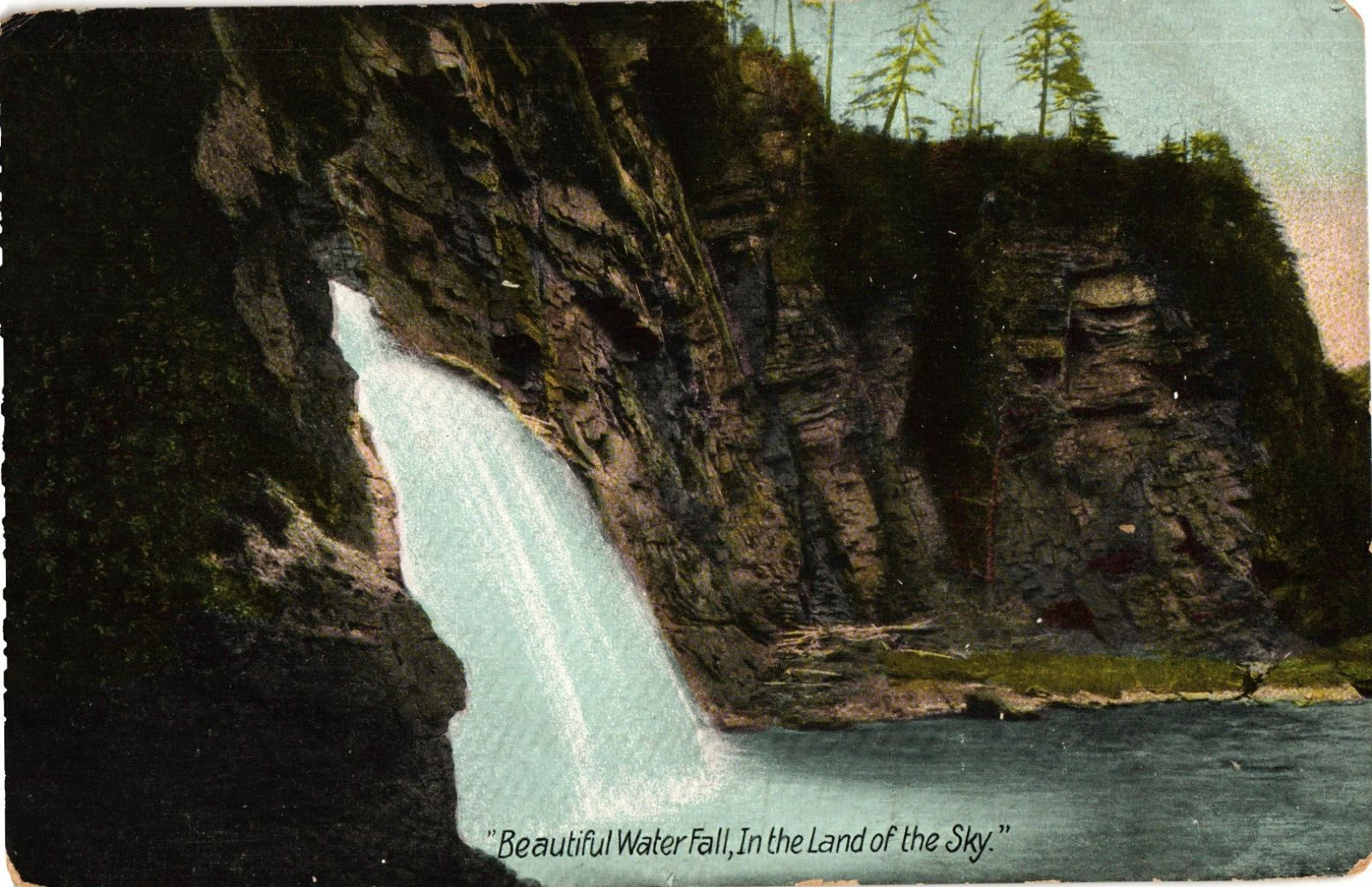Beautiful Waterfall the Land of the Sky NC Divided Postcard c1910
