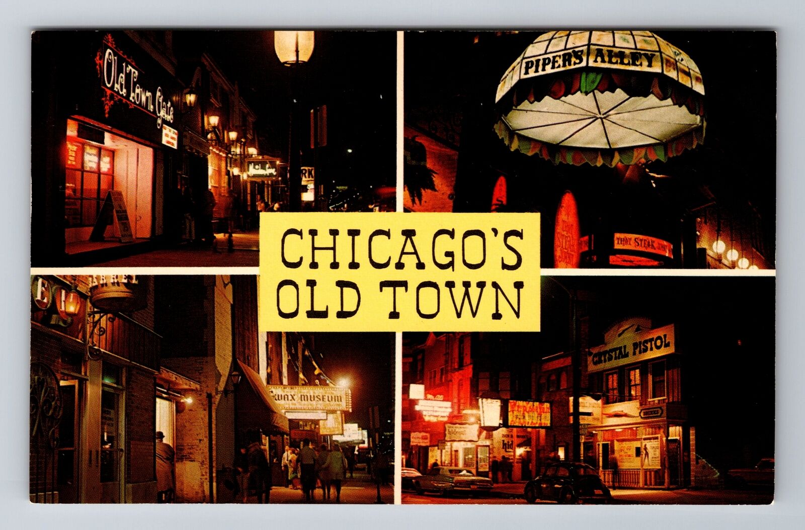 Chicago IL-Illinois, Old Town, Wells Street, Antique Vintage Souvenir Postcard