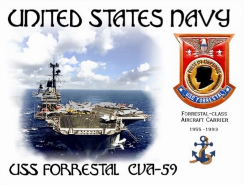 USS FORRESTAL CVA-59 AIRCRAFT CARRIER   -  Postcard