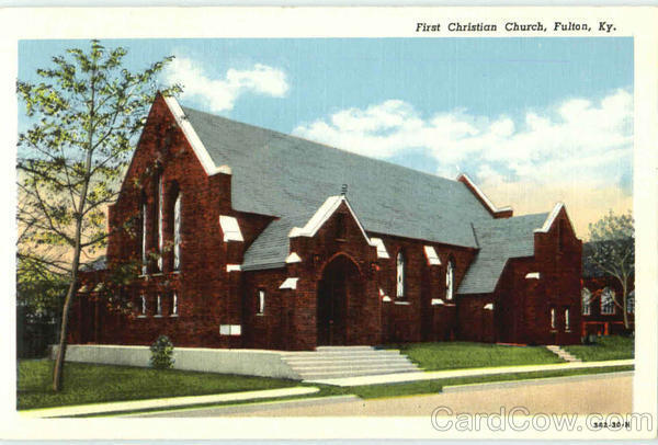 Fulton,KY First Christian Church Kentucky Linen Postcard Vintage Post Card