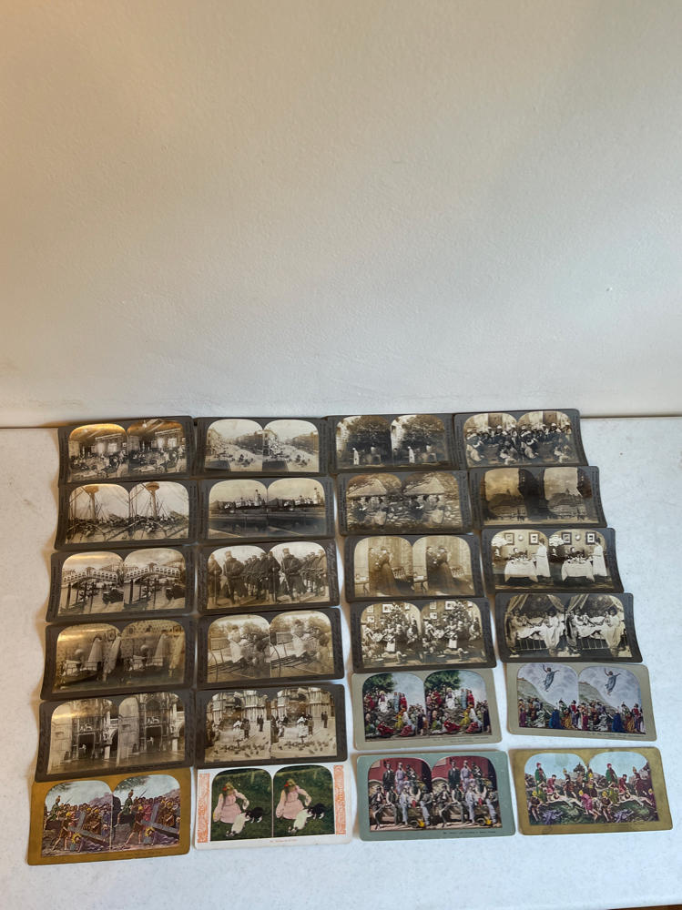 Lot of 20+ Antique STEREOGRAPH Photo CARDS Stereoview Kelley Keystone MUST SEE