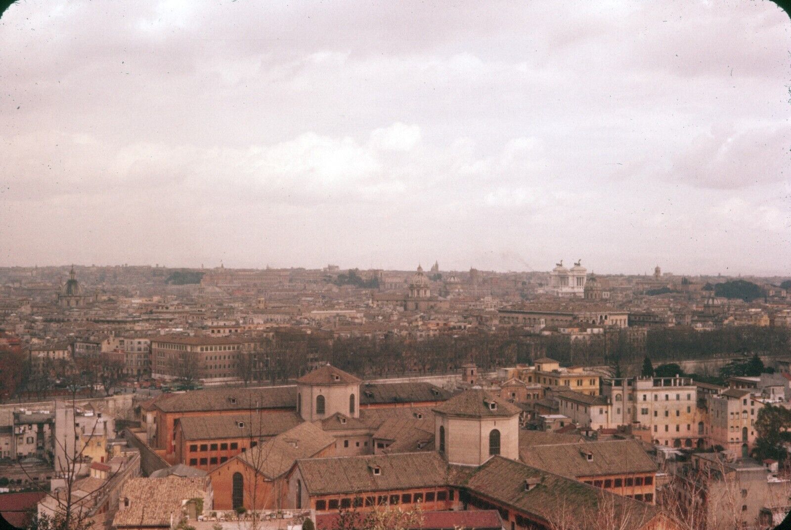 1958 Overhead City View of Rome From Janiculum Hill Italy 35mm Vintage Slide
