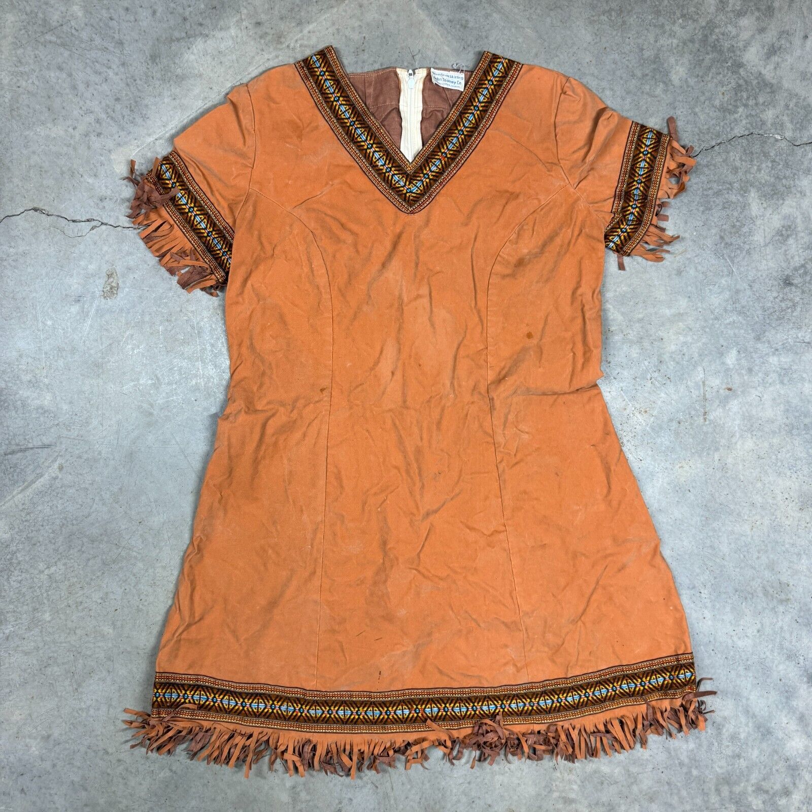 Vintage Handmade Native American Dress John Toomey Co. Worcester MA Fringed