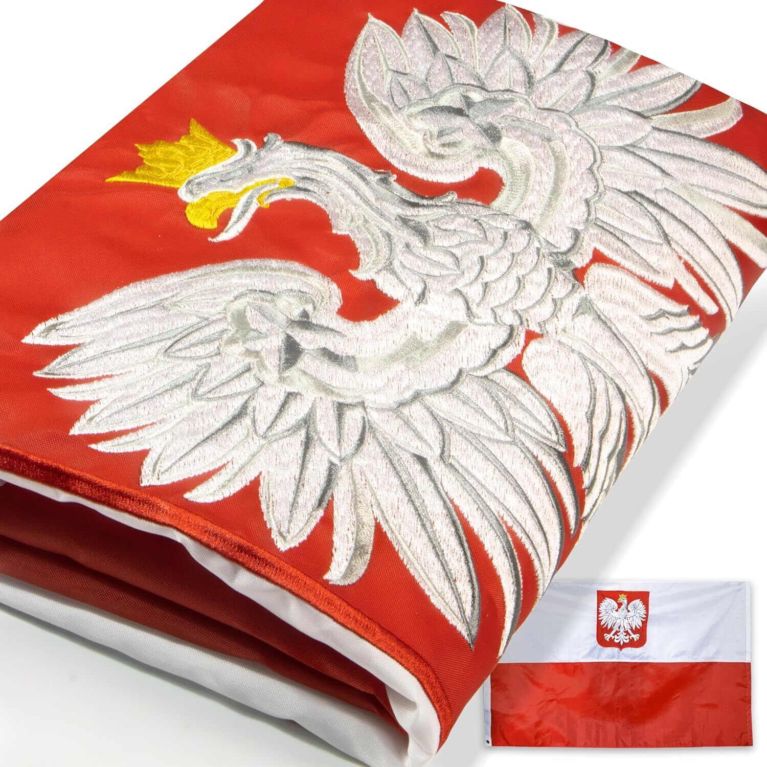 Anley EverStrong Series Poland State Ensign Flag Embroidered Polish Eagle Flags