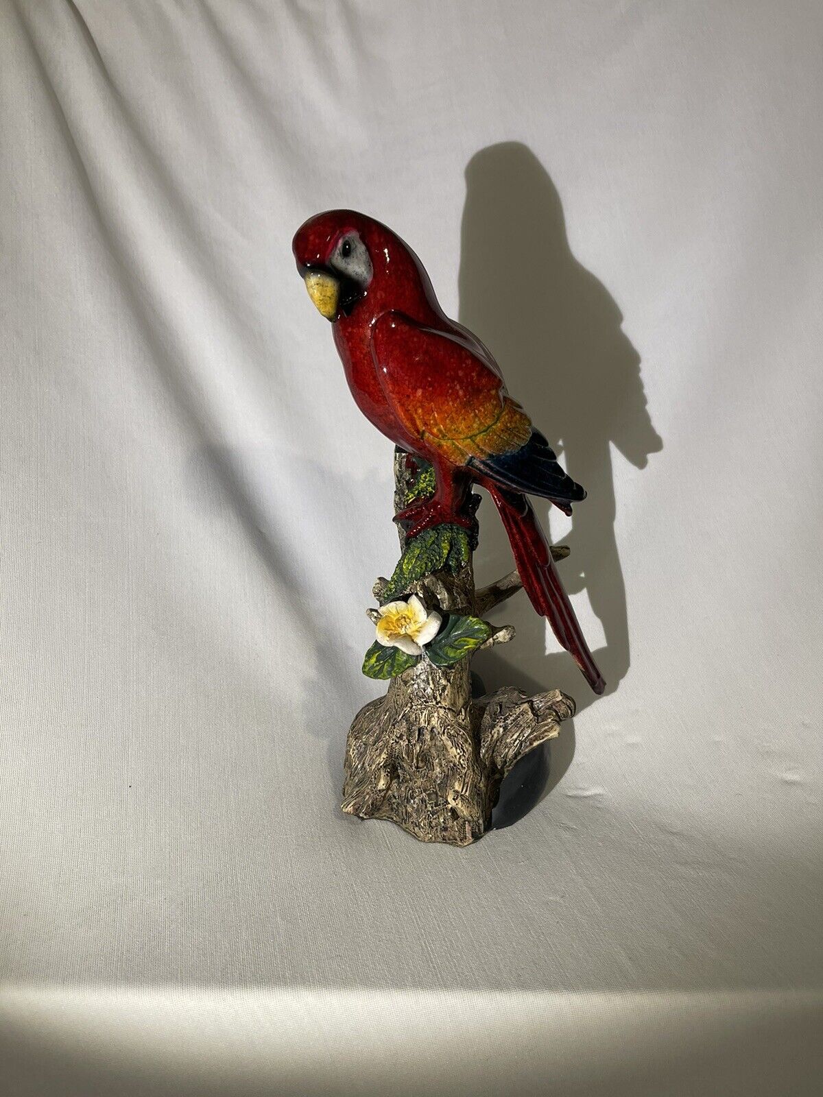 Vintage  Colorful Parrot Sculpture
