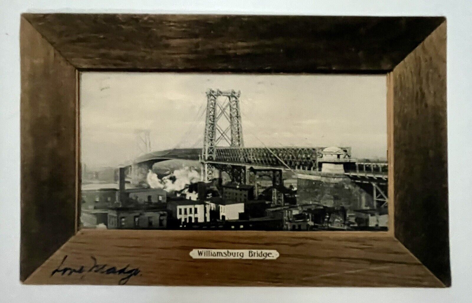 Postcard Williamsburg Bridge NEW YORK Antique c1907 Undivided Back Faux Frame