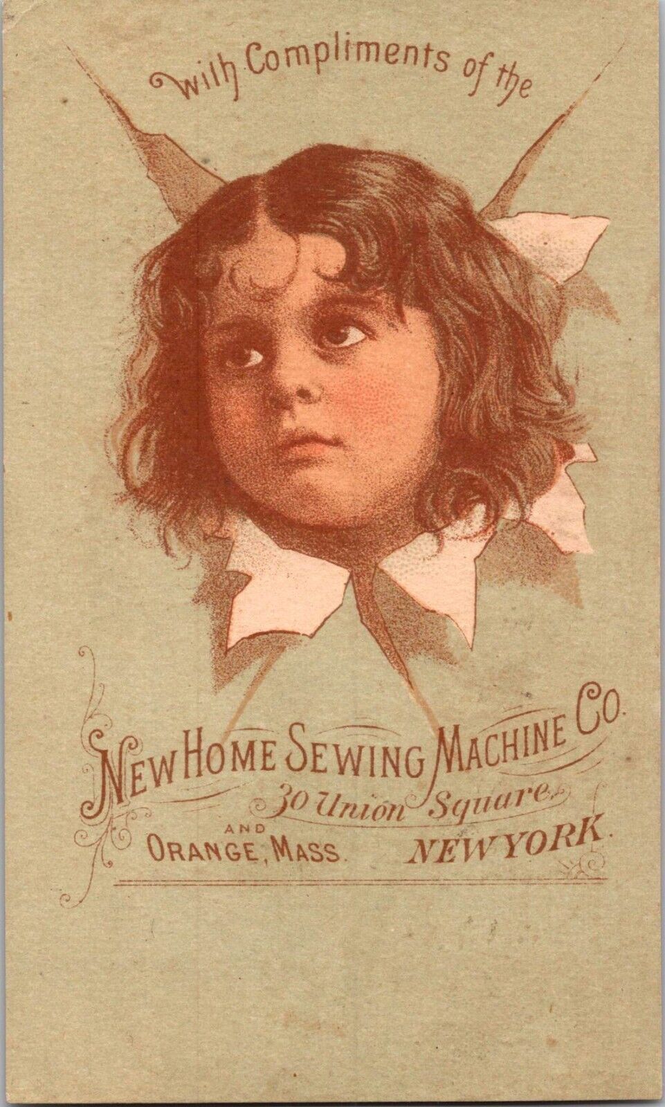 1800s Orange, Mass New Home Sewing Machine Co. New York Victorian Trade Card