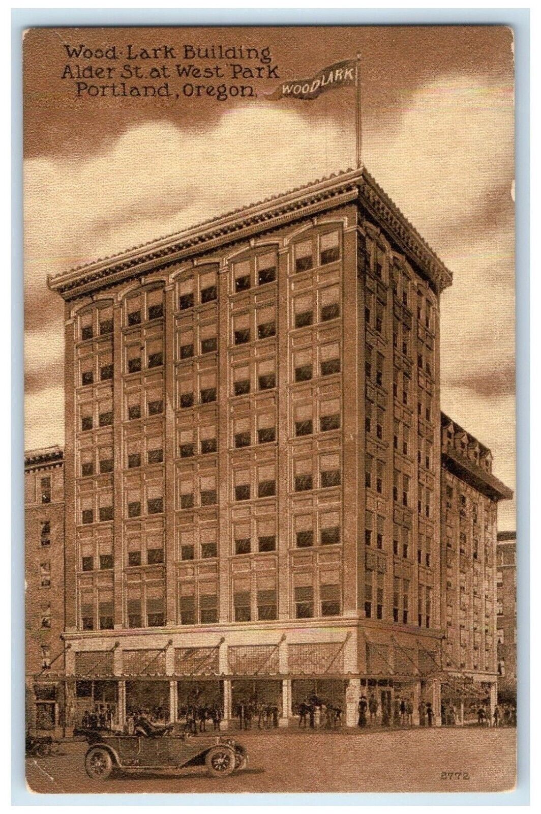 c1930\'s Wood Lark Building Alder St. At West Park Portland Oregon OR Postcard
