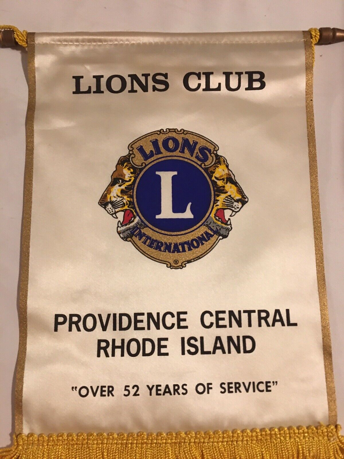 Vintage Lions Club Banner Flag Providence Central Rhode Island 52 Years 