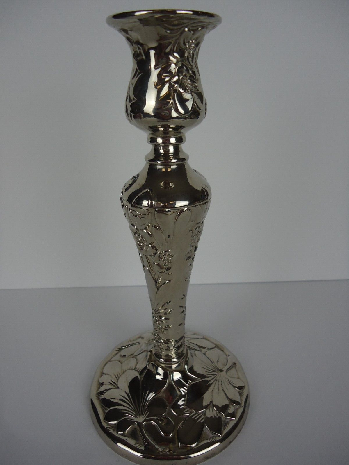 VTG International Silver Company Candlestick Holder 9 inch Floral  Maximalist