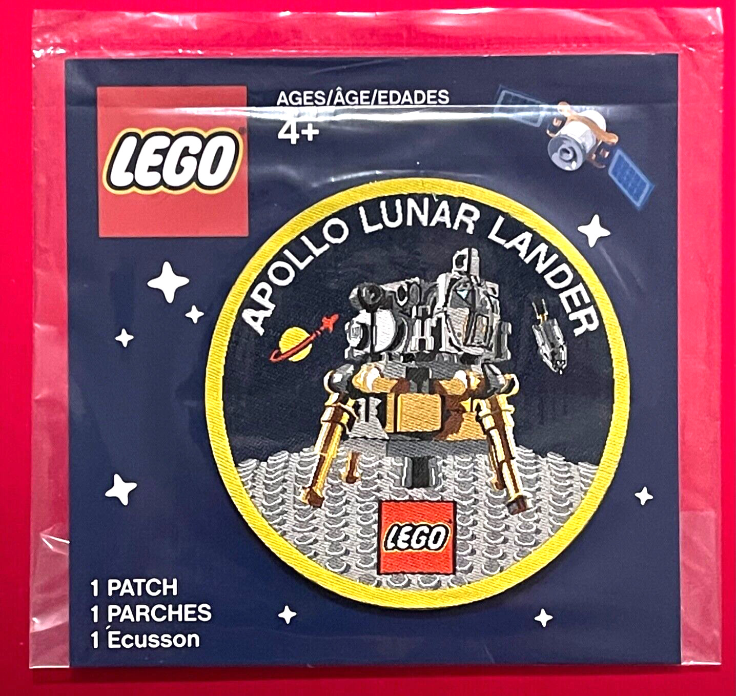 APOLLO LUNAR LANDER / LEGO SEALED TIE-IN MINI 3 INCH PROMOTION PATCH SEALED
