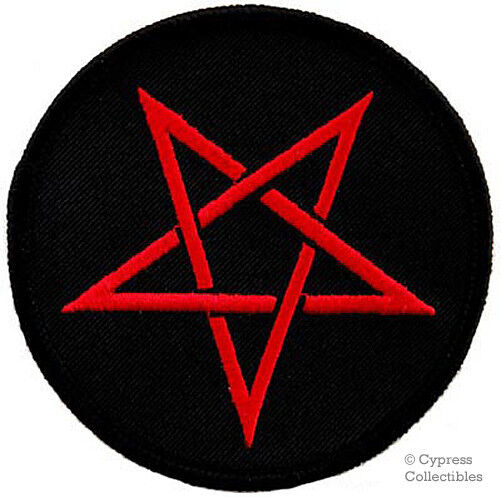 RED PENTAGRAM PATCH Wicca Witchcraft DEVIL embroidered iron-on PENTACLE SATANIC