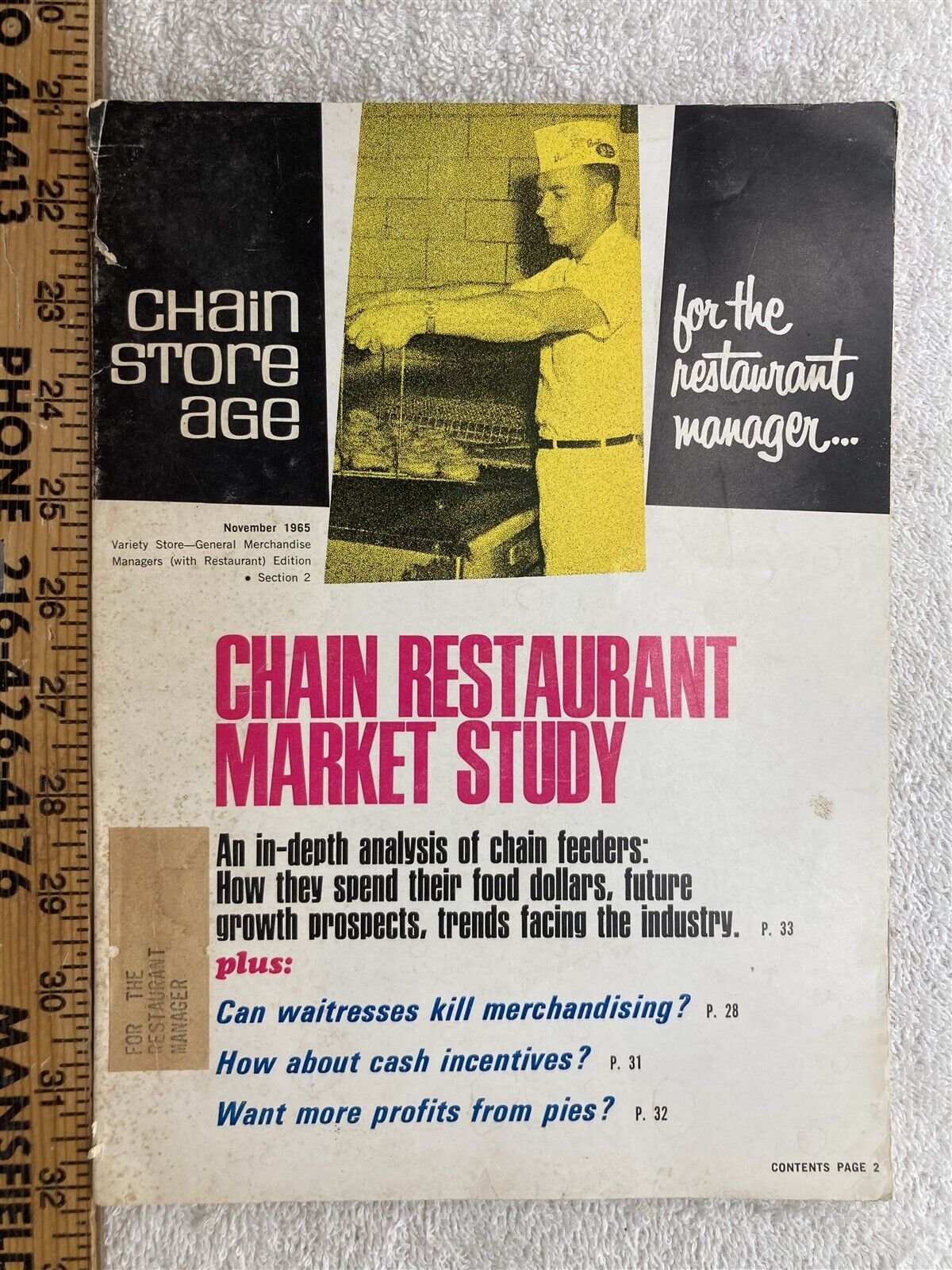 1965 November Chain Store Age Magazine Vintage Restaurant Manager Edition Sect 2