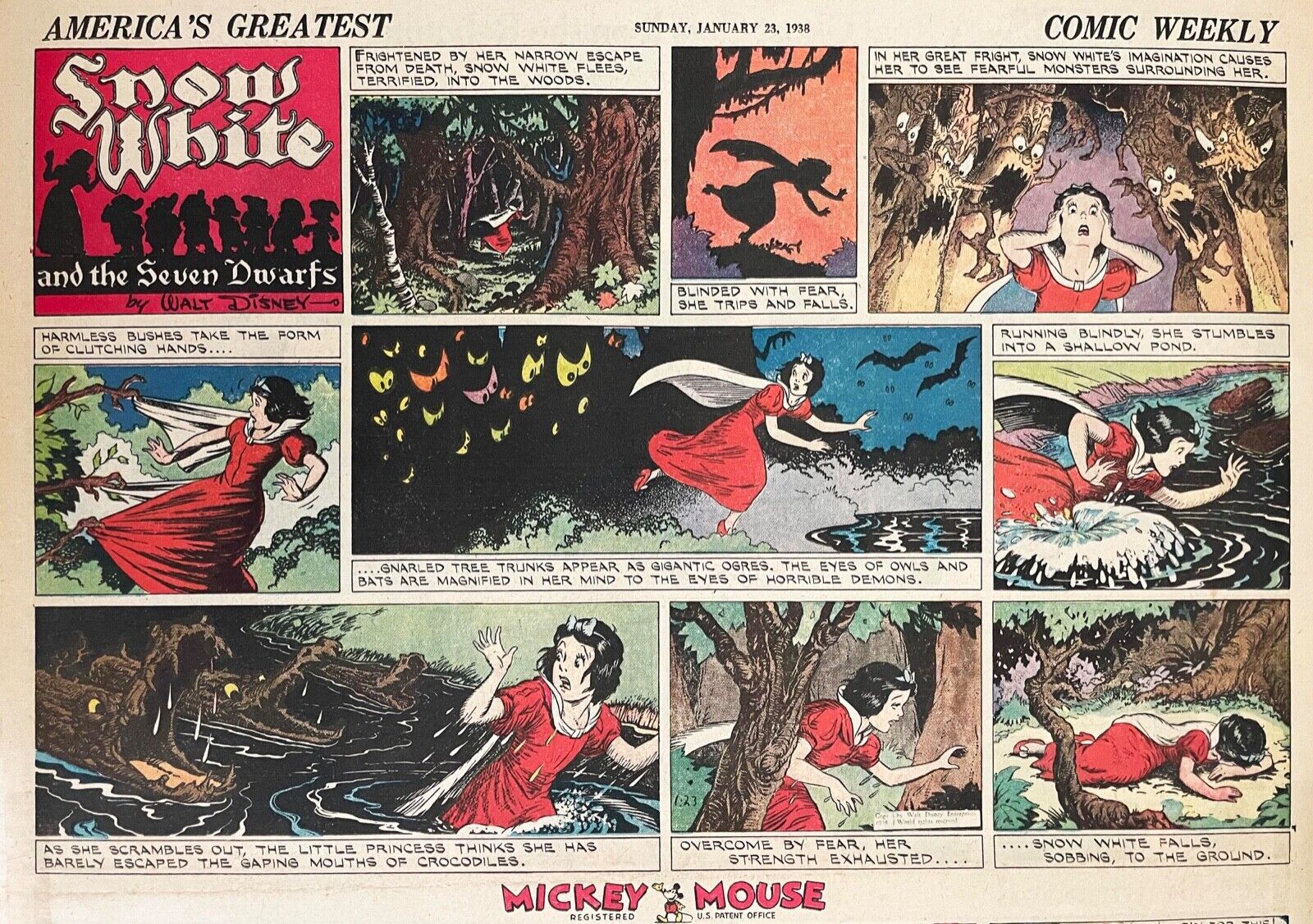 SNOW WHITE Sunday #4- Full Page - Jan 23, 1938 - MICKEY MOUSE - Extremely RARE