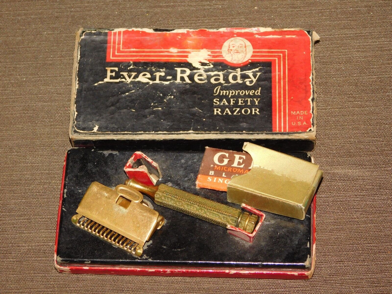 VINTAGE BARBER PATENTED 1912 EVER-READY SAFETY RAZOR IN BOX