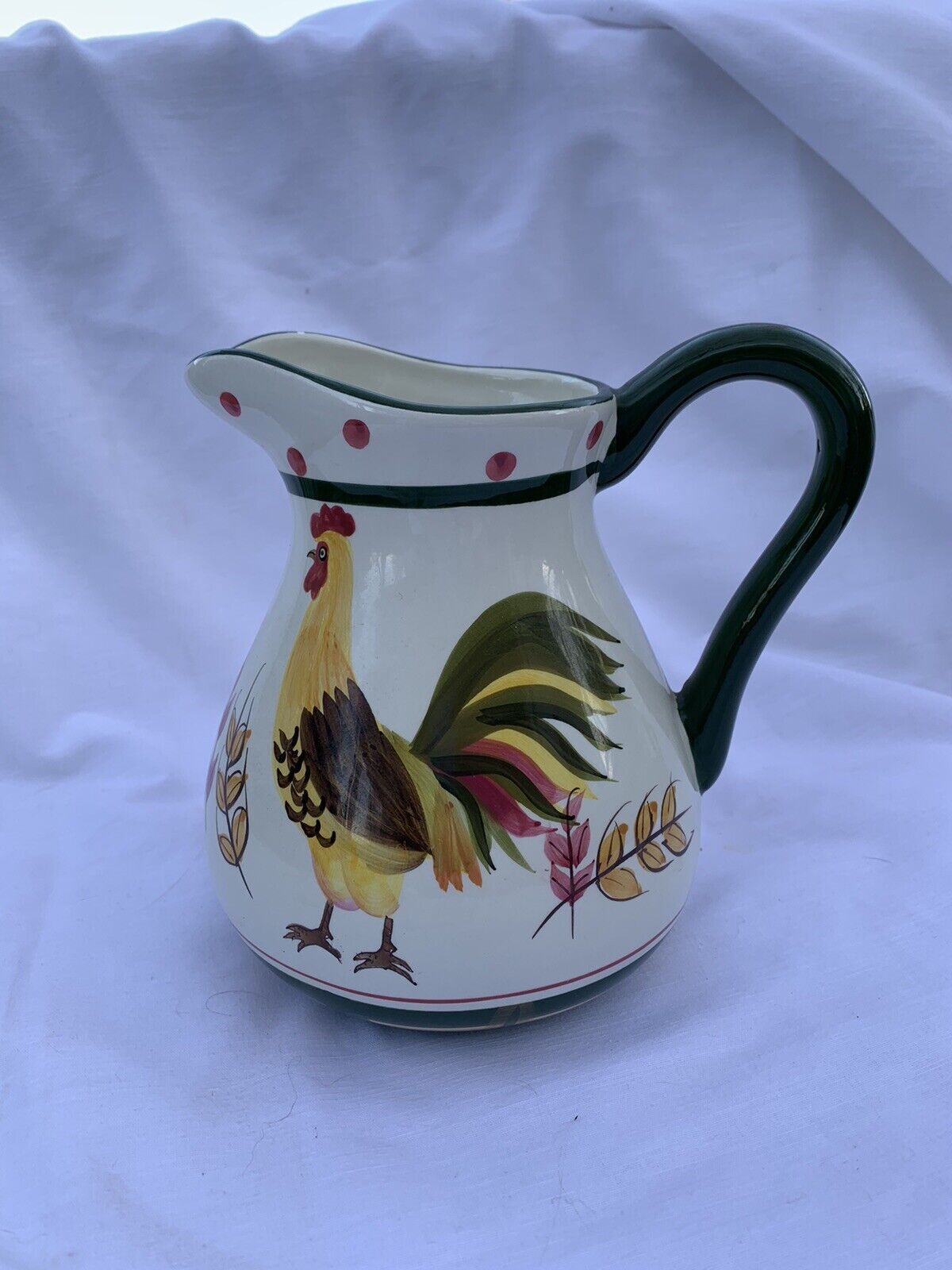 Bella Casa by Ganz Ceramic Pottery Pitcher ~ Rooster ~ 40 oz