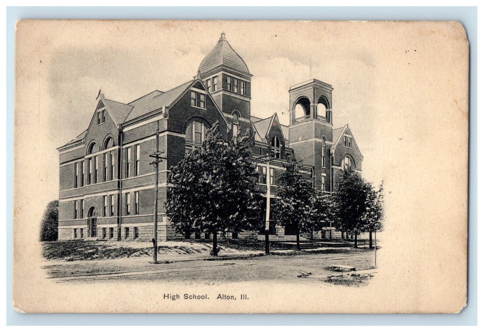 c1905 High School Building Alton Illinois IL Unposted Antique Postcard