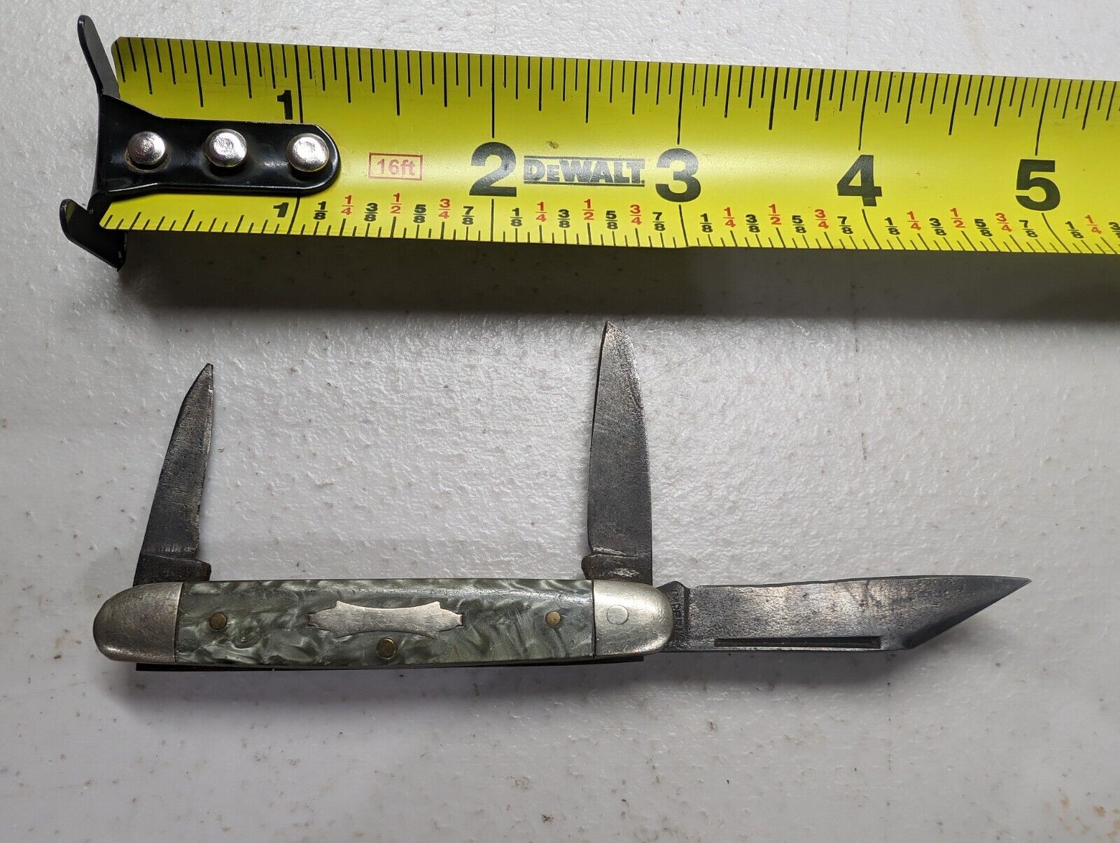  Extra Vintage Imperial 3 Blade Knife Green Handle VERY RARE