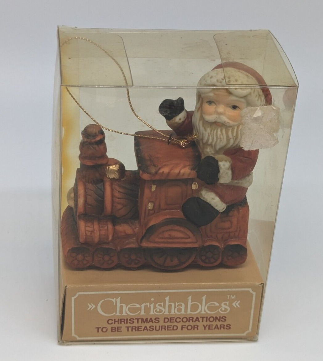 Vtg Bradford Novelty Cherishables Ornament Christmas Santa Train Figurine 1985
