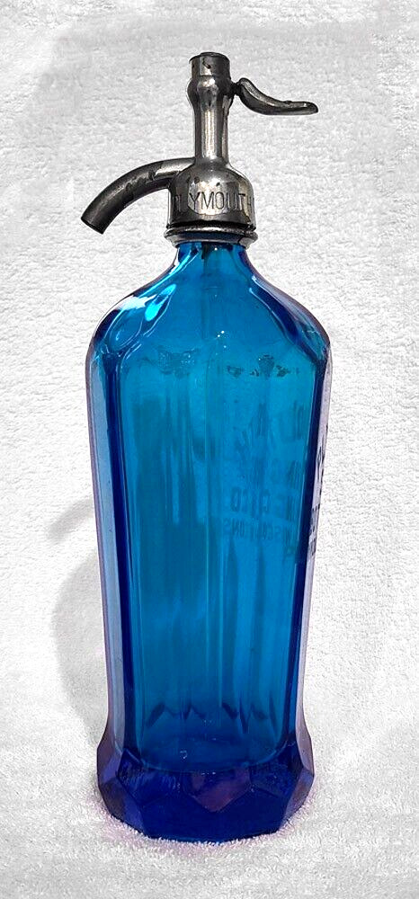 Complete Cobalt Blue Plymouth Spring Water Bottling Company Seltzer Soda Top HQ