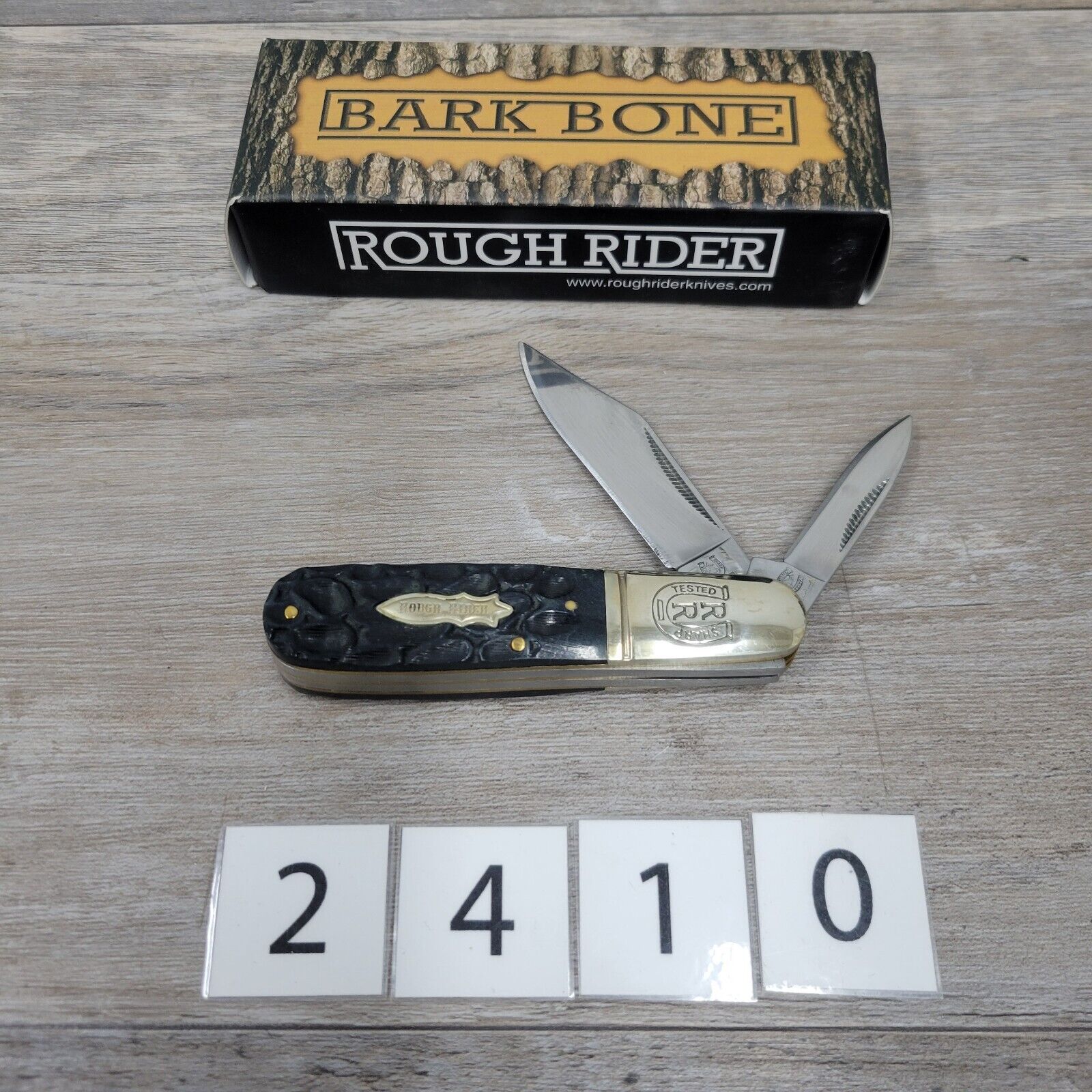 Rough Rider Bark Bone Two Blade Bone Barlow Knife RR1387 Black Jigged