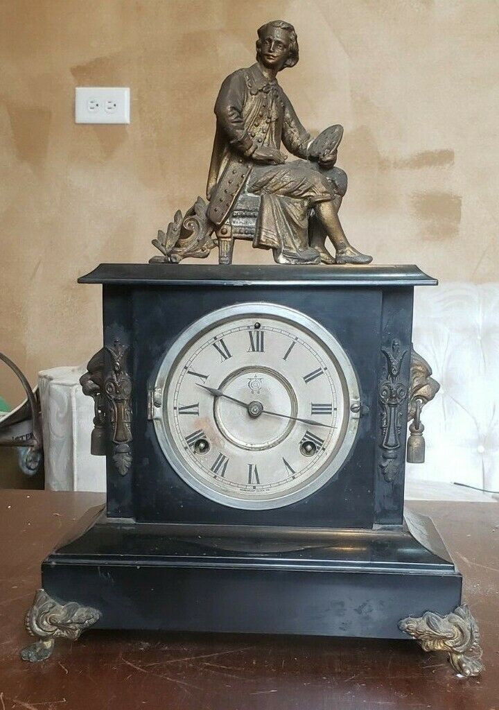 Waterbury Mantel Clock With Sculpture