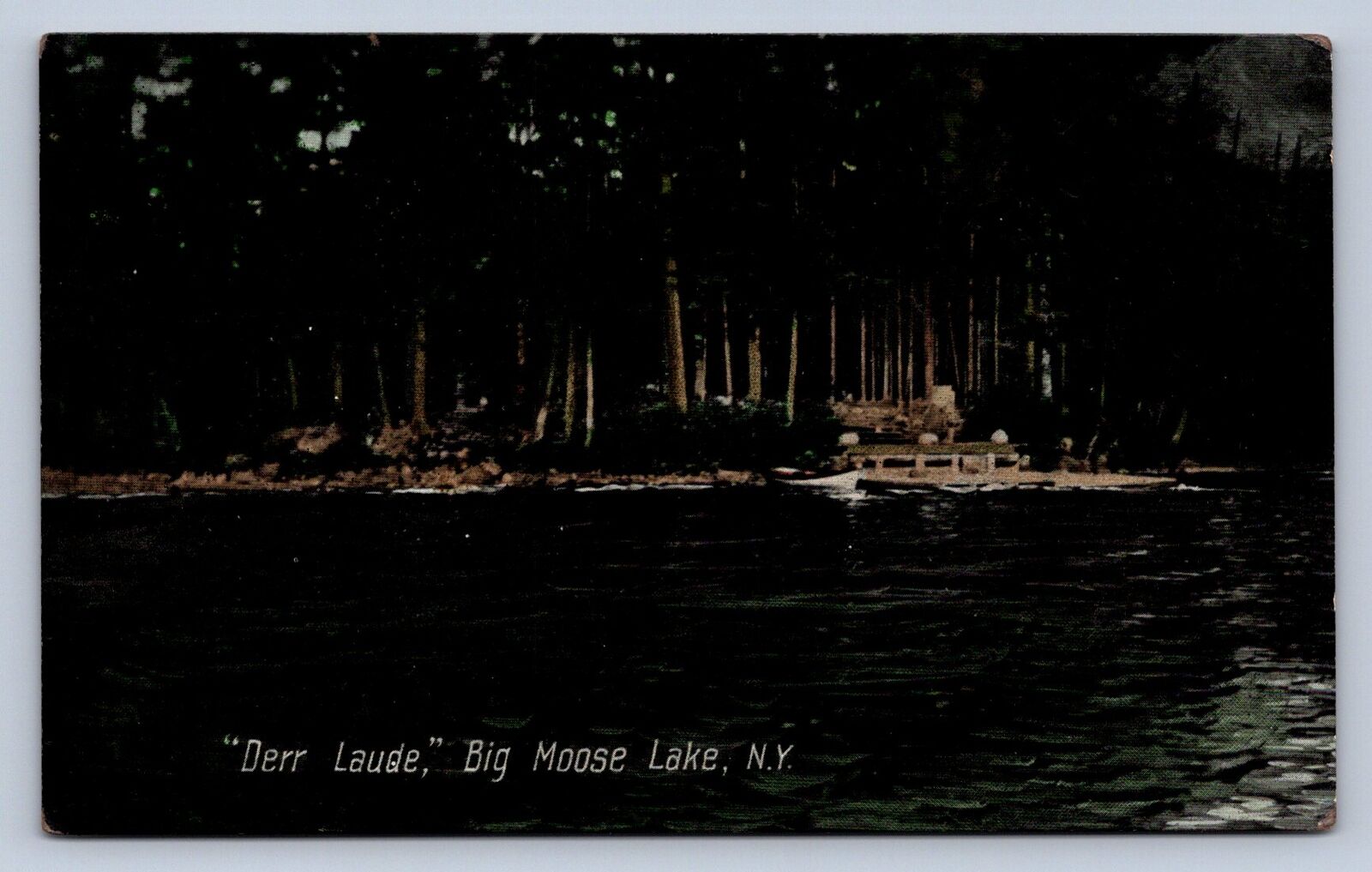 PC1/ Big Moose Lake New York Postcard c10 Adirondacks ADK Derr Laude 534
