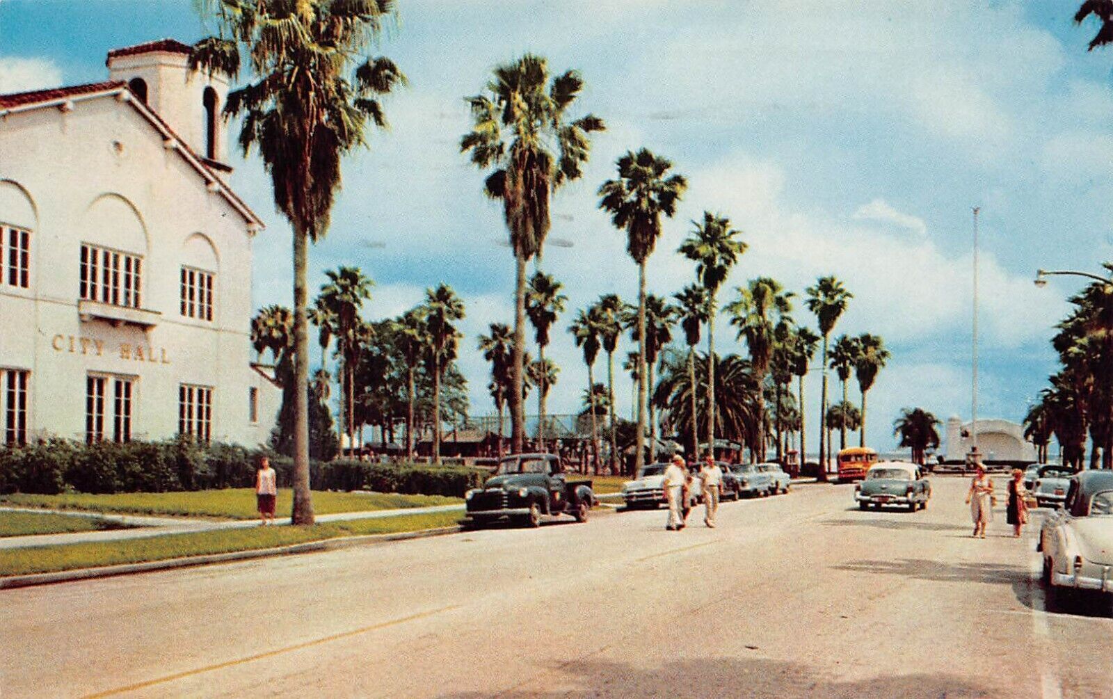 Sanford FL Florida Park Avenue Main Street Downtown Bandshell Vtg Postcard N9