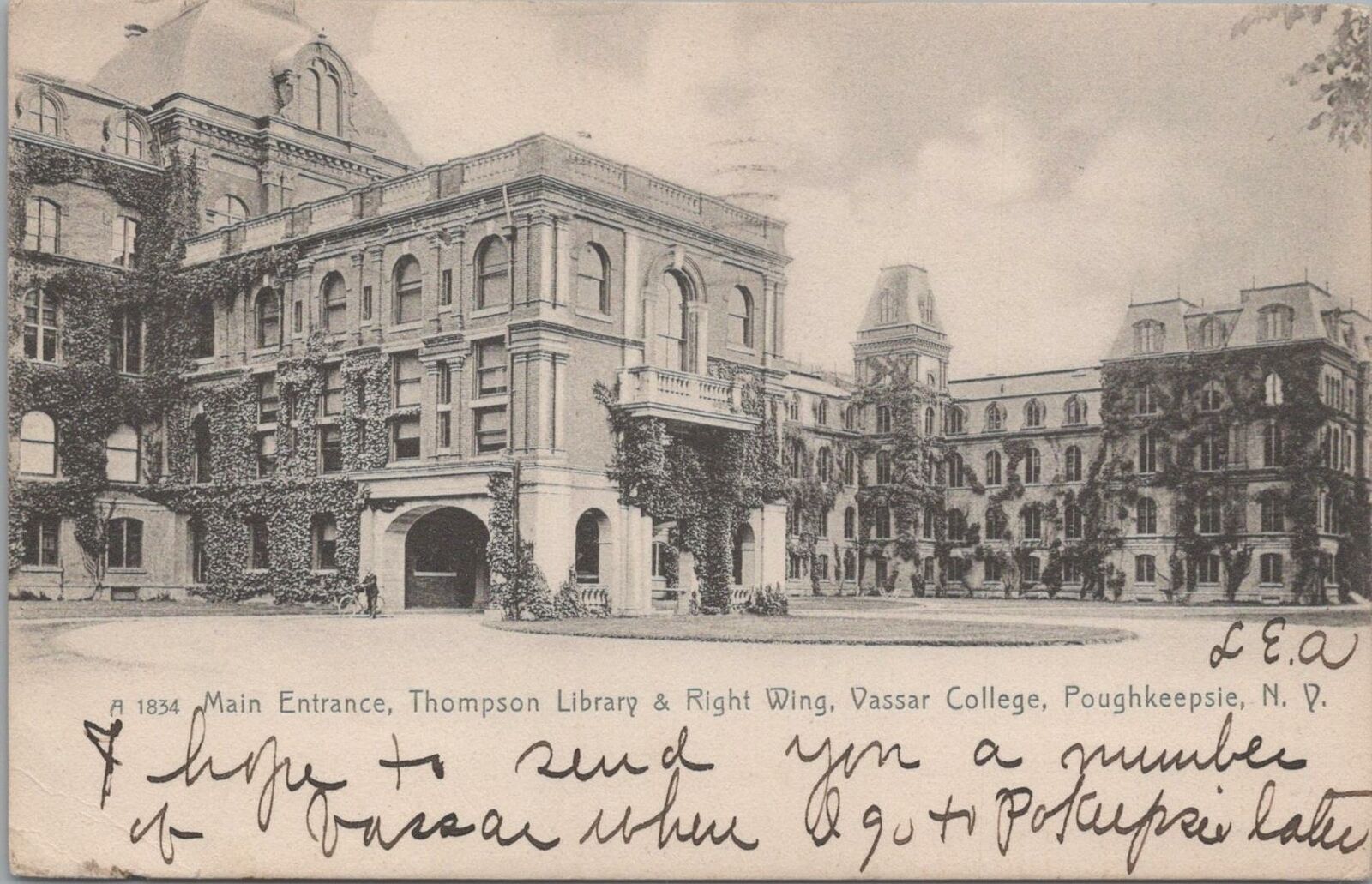 Postcard Main Entrance Thompson Library Vassar College Poughkeepsie NY 