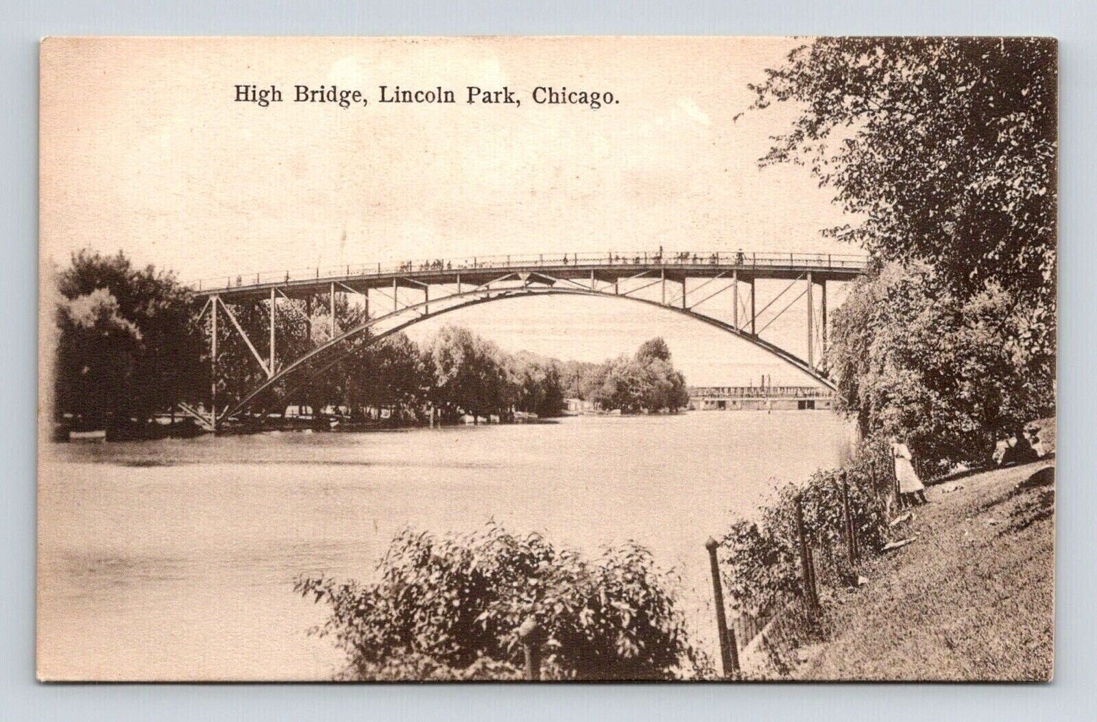 Chicago Illinois Lincoln Park High Bridge Historic Landmark UDB Postcard