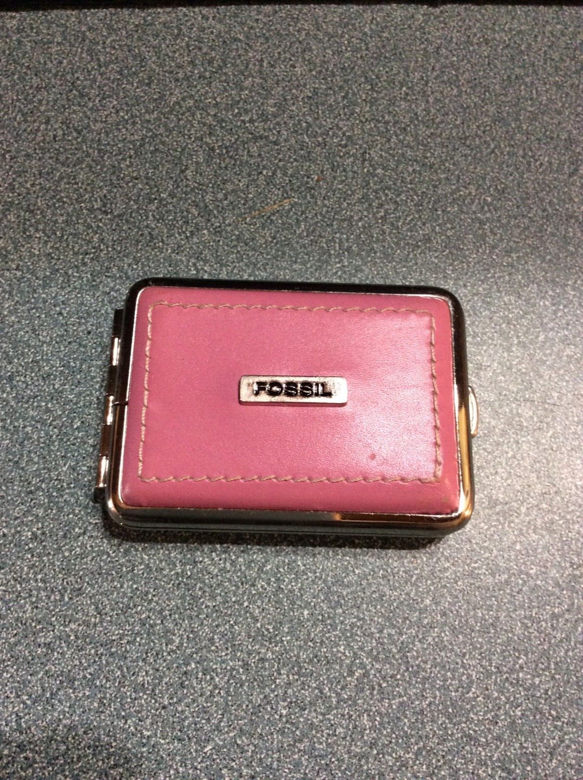 Fossil Green Pill Box Case Two Compartment Genuine Leather