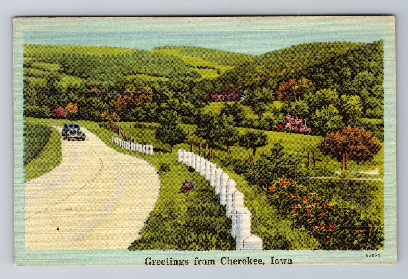 Cherokee IA-Iowa, General Greetings, Road View, Antique, Vintage Postcard