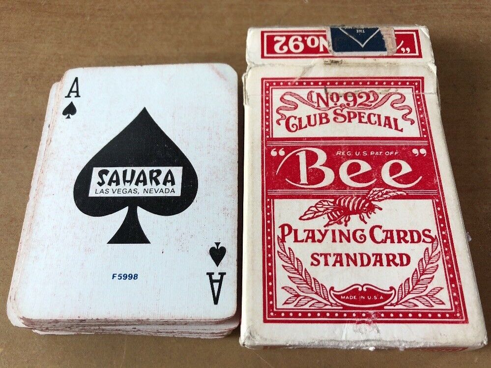 1984 Hotel Sahara Las Vegas Casino Used Bee #92 Playing Cards Red F5998