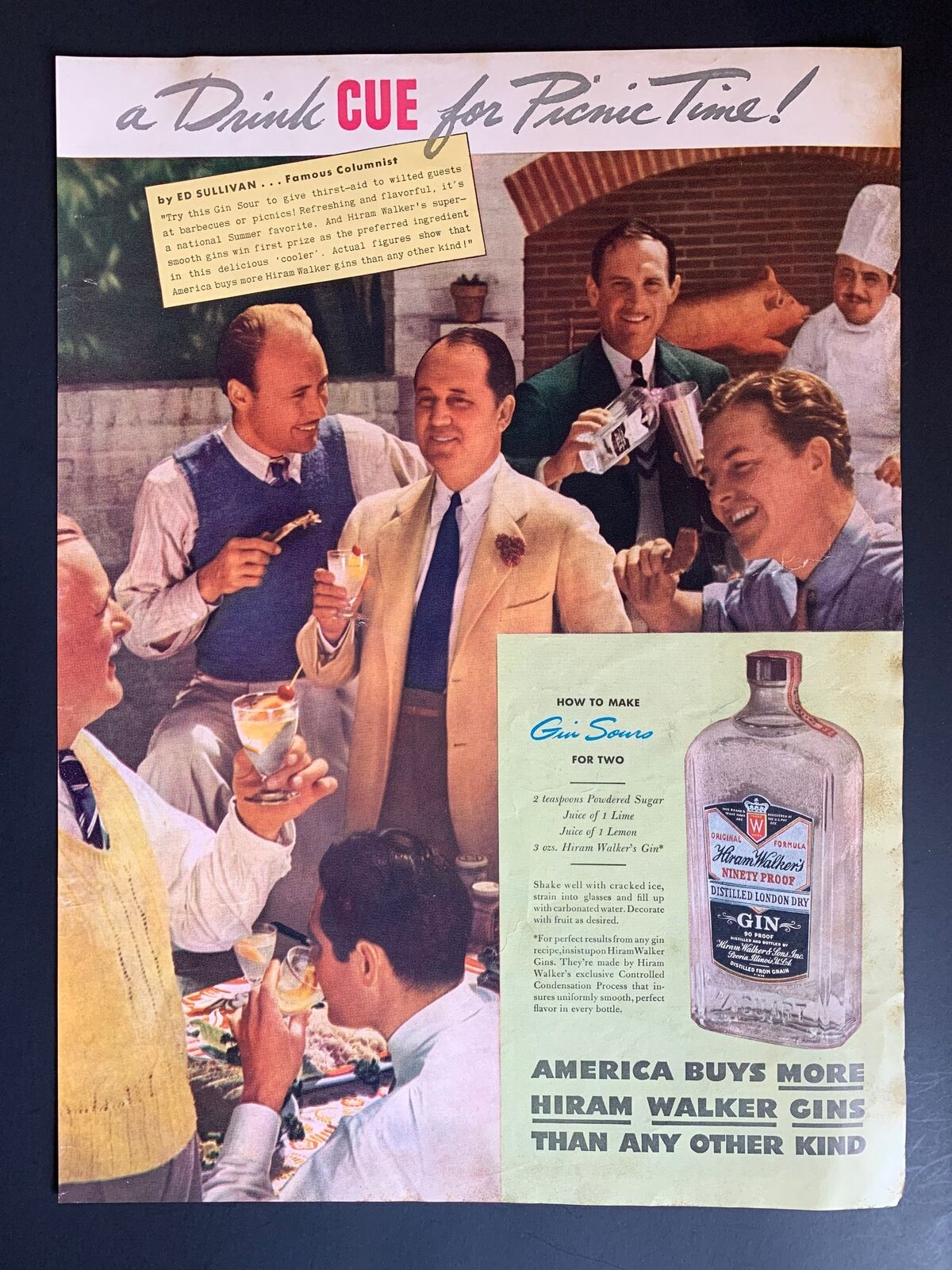 Vintage 1938 Hiram Walker Gin Ad