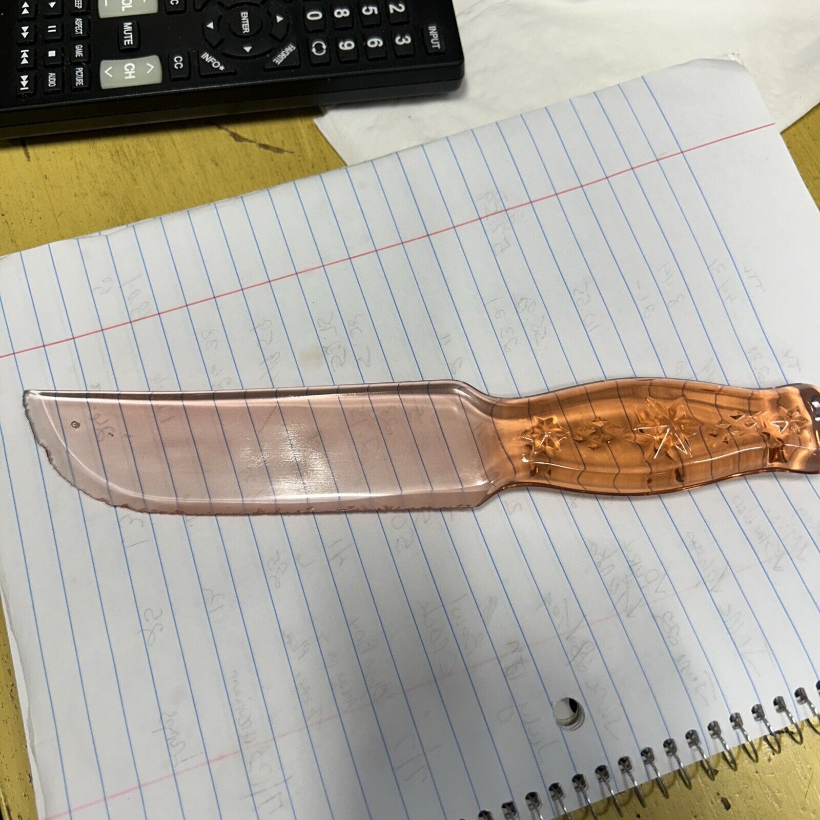 Pink Glass Knife Vintage 9\