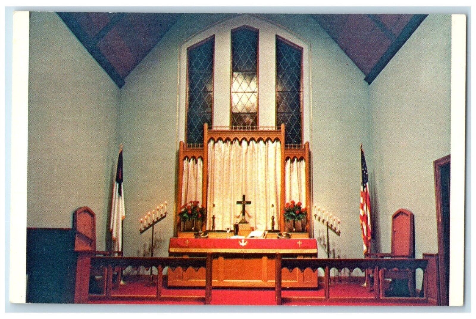 c1960 Welcome Trinity Lutheran Church Altar Washington Island Wisconsin Postcard