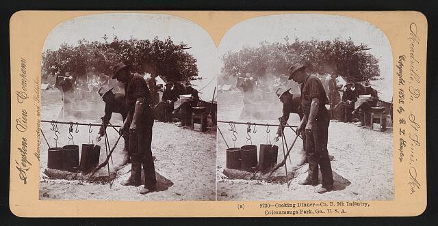 Photo:Cooking dinner- Co. B. 9th Infantry, Chickamauga Park, Ga., U.S.A. 2