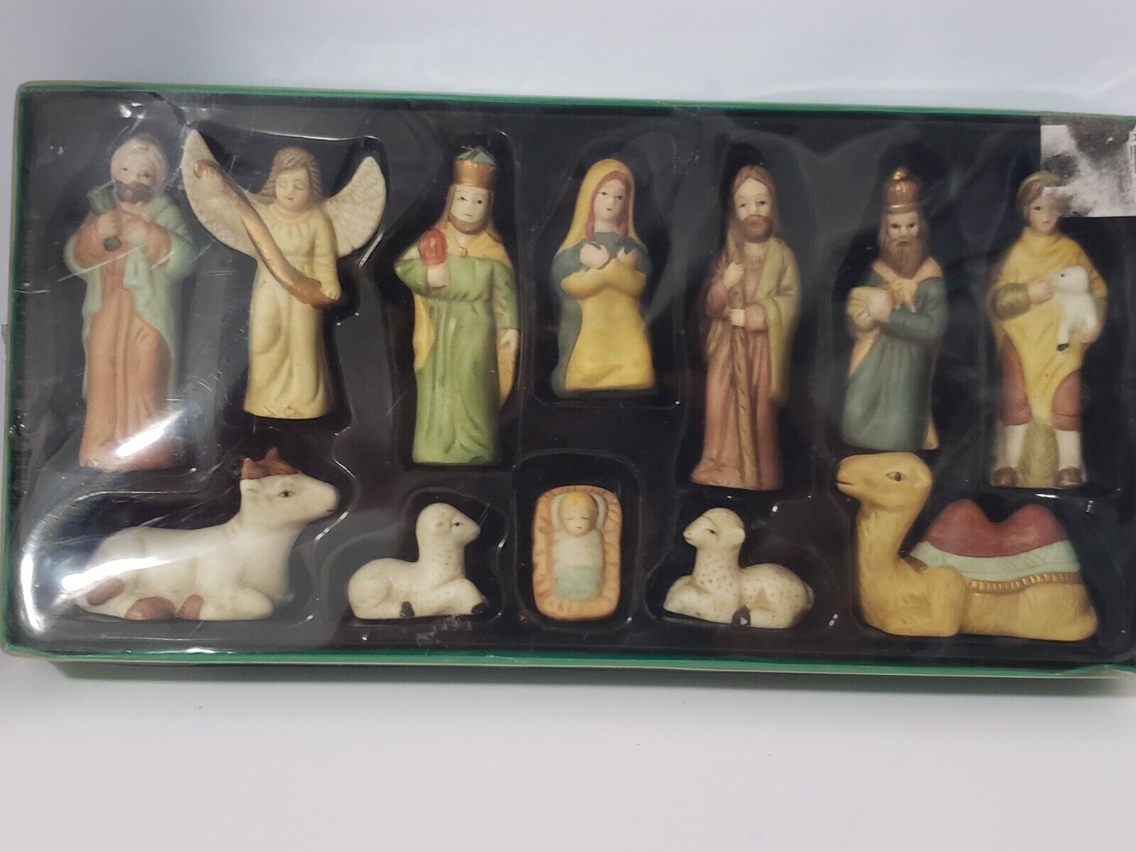 Vintage Nativity Set Porcelain Ceramic 12 Piece Hand Painted In Original Box