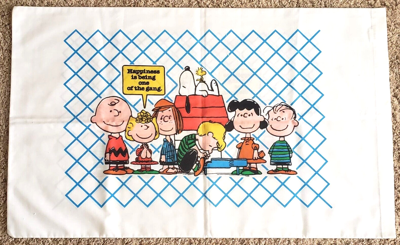 Vintage 70s Charlie Brown Peanuts “Happiness” Pillowcase