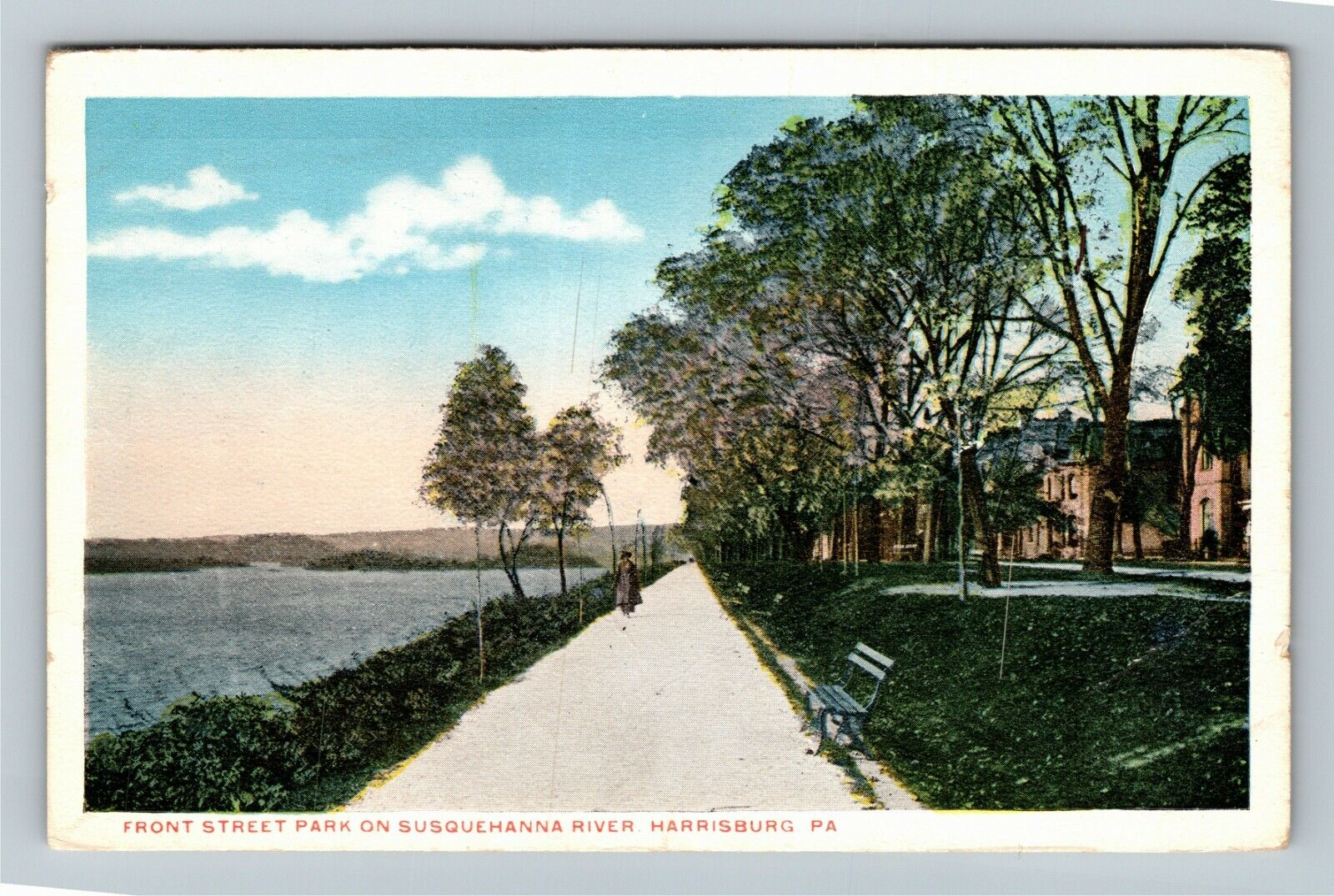 Harrisburg PA- Pennsylvania, Front St Park, Susquehanna River, Vintage Postcard