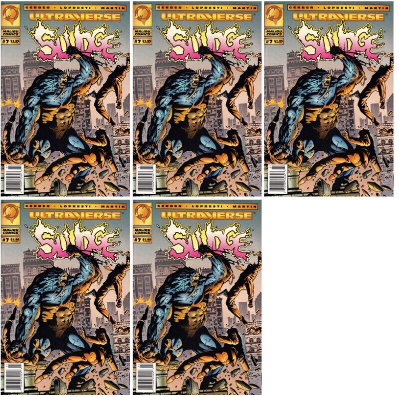 Sludge #7 Newsstand Cover Malibu Comics - 5 Comics