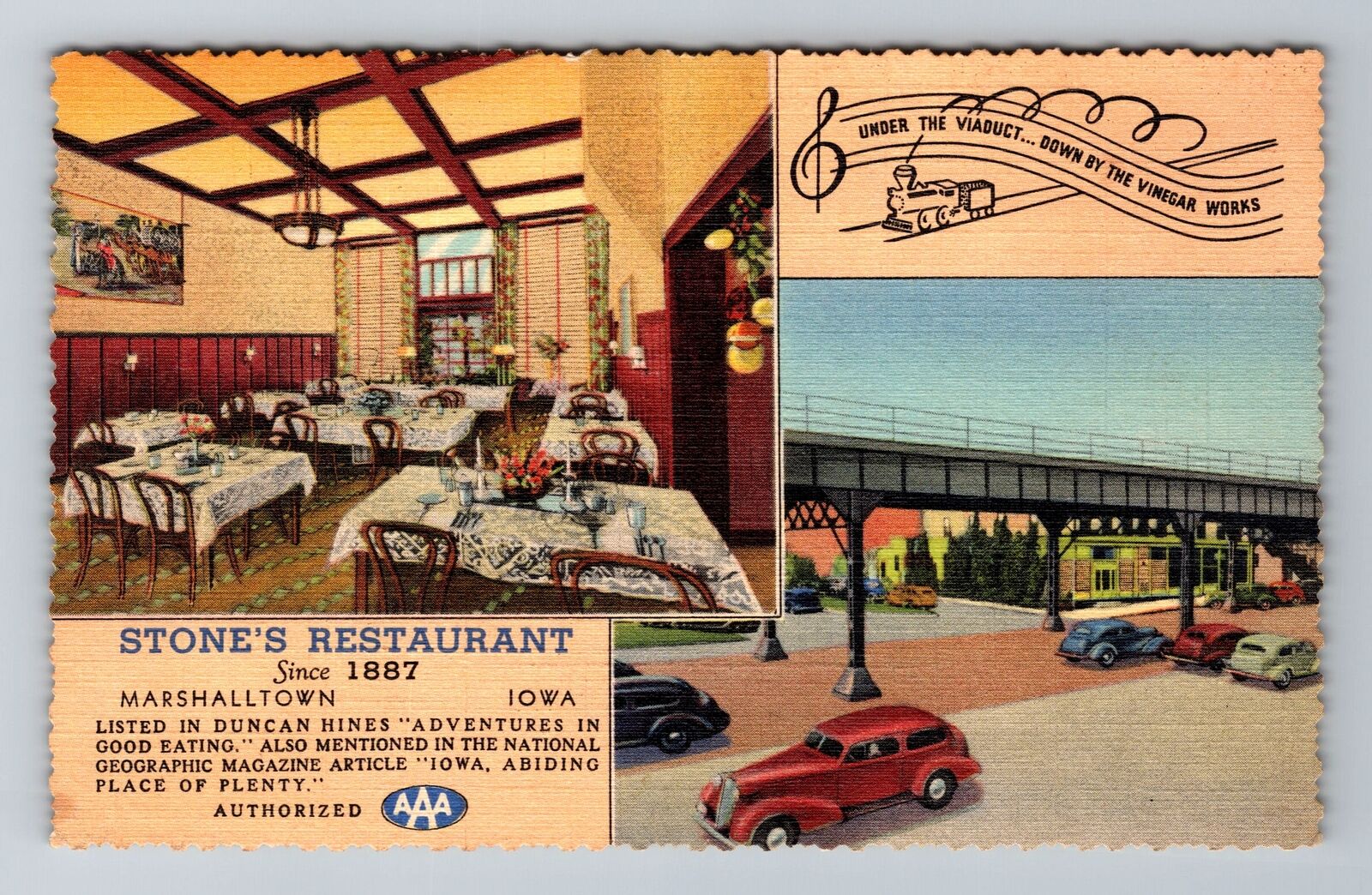 Marshalltown IA-Iowa, Stone\'s Restaurant, Antique, Vintage Souvenir Postcard