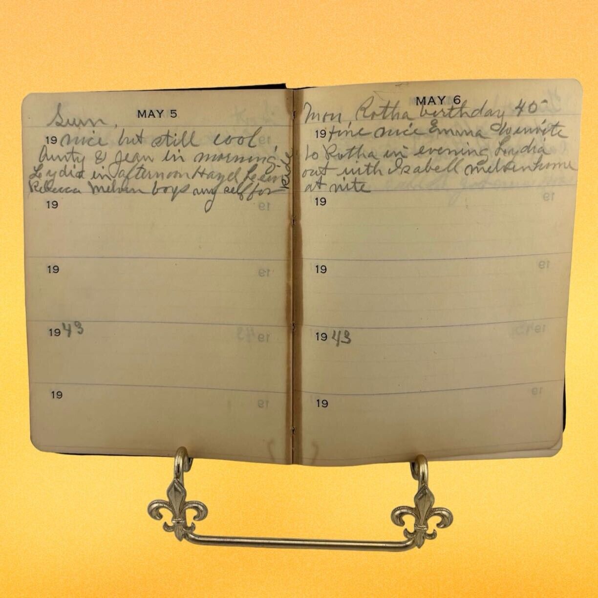Vintage Five Year Diary, 1940s & 1950s, Partially Written In, Ephemera