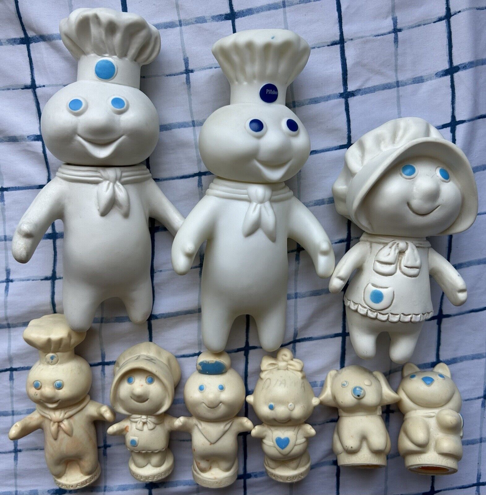 Rare Lot of 9 Pillsbury Doughboy Family Member Rubber Figures