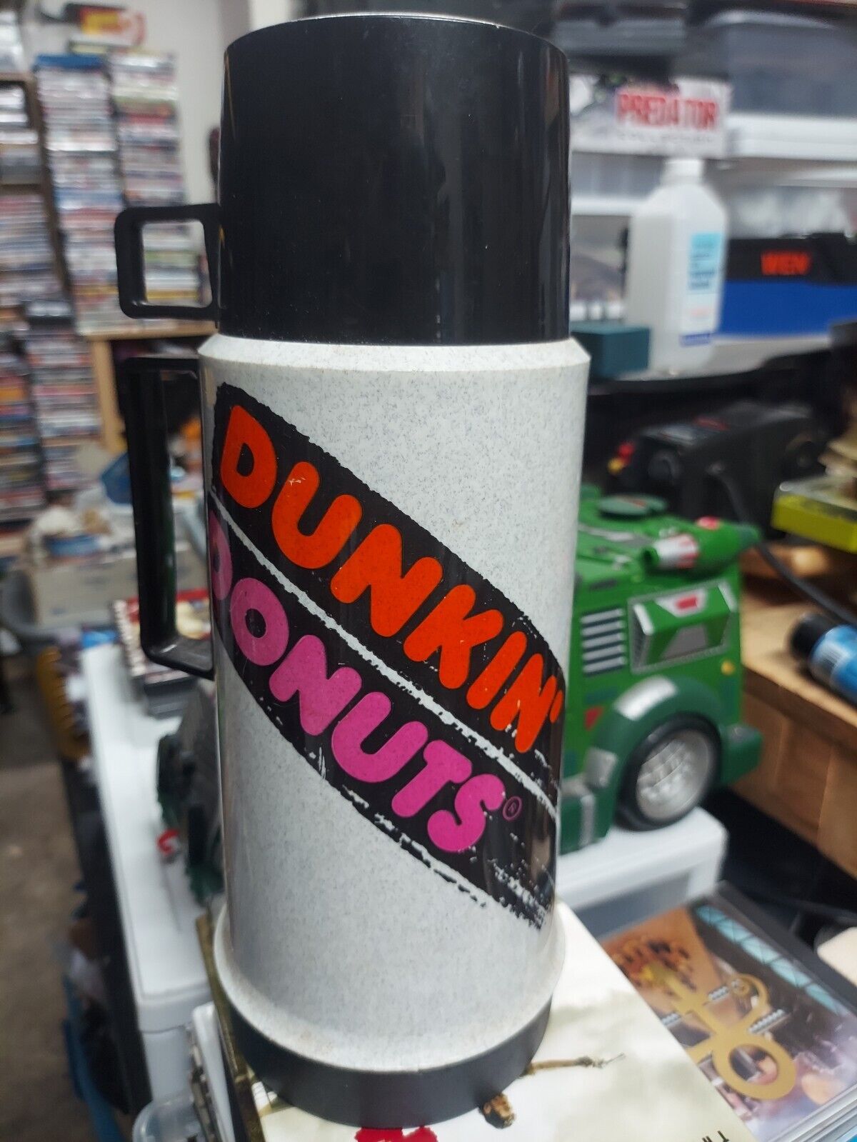Vintage Dunkin Donuts Large Travel Thermos 90\'s retro love Decor Movie Prop