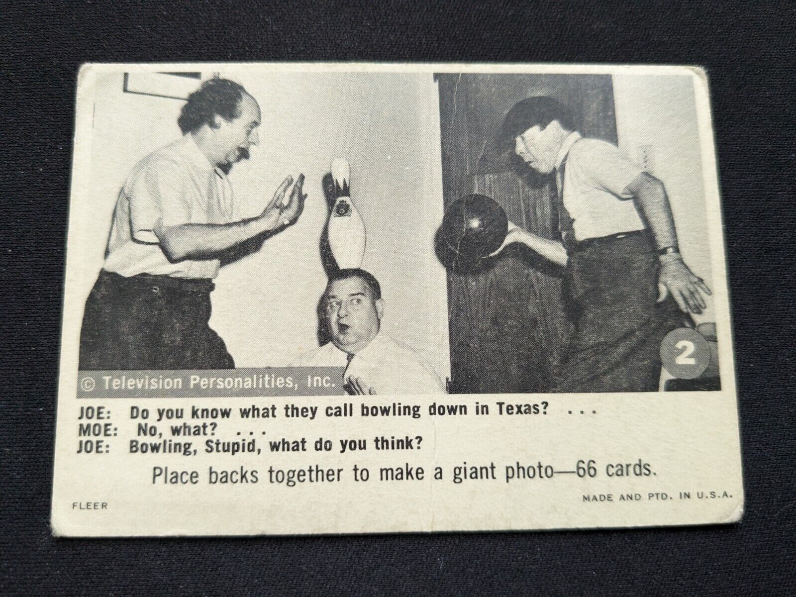 1966 Fleer Three Stooges Card # 2 Do You Know What They Call Bowling (VG)