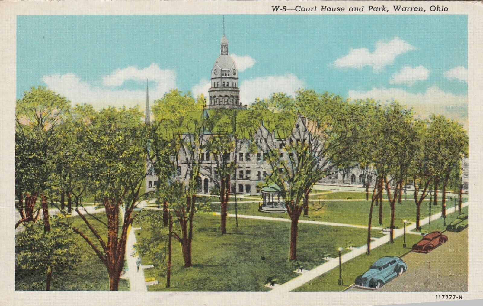 Warren OH-Ohio, Court House and Park, Antique Vintage Souvenir Postcard